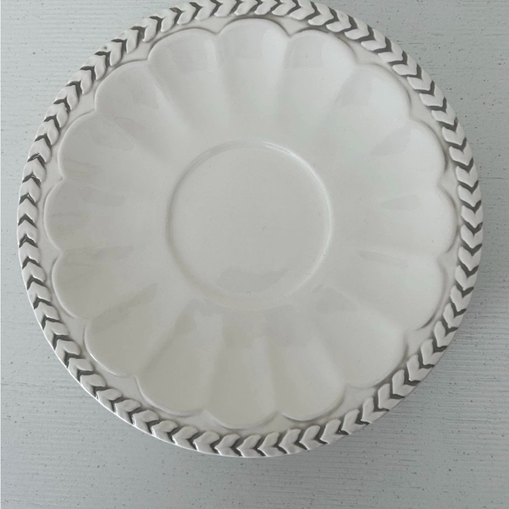 American Atelier Athena White Ironstone Mugs W/Saucers 5166- Set of 4 - Picture 7 of 11